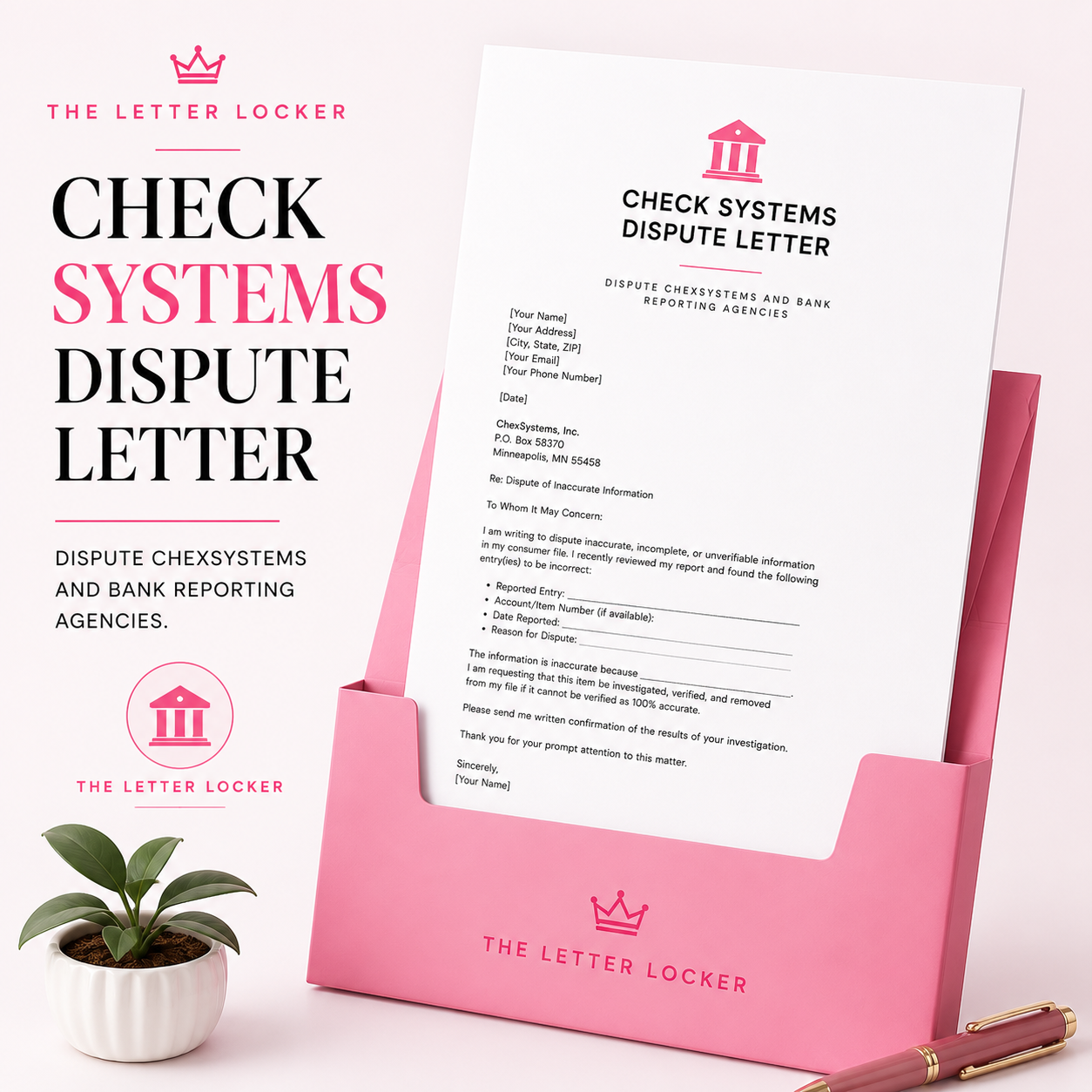 Check Systems Dispute Letter