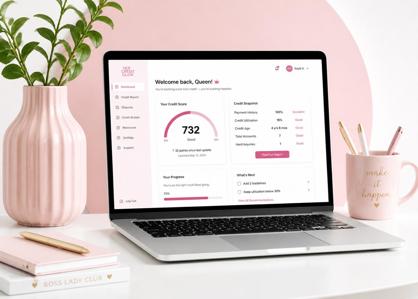 Behnke Credit Co. client portal shown on a laptop